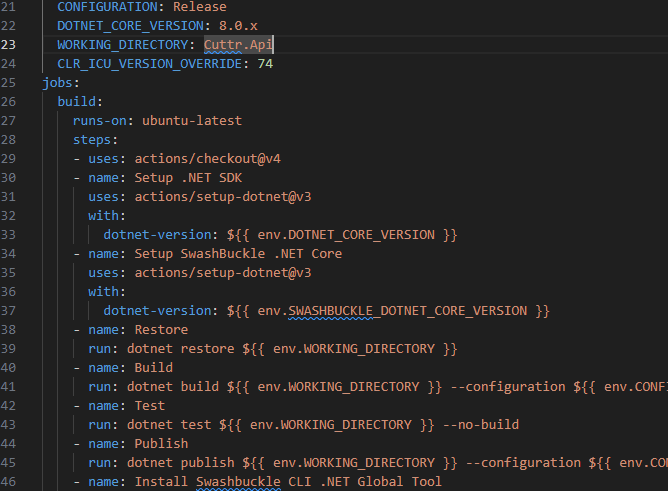 GitHub Actions YAML snippet/diagram